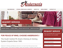 Tablet Screenshot of andersonchimney.com
